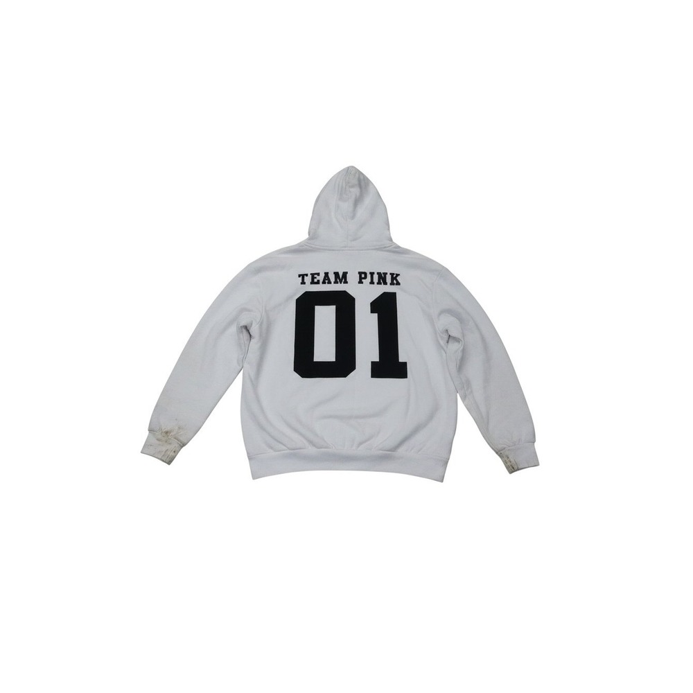 Victoria's Secret PINK Hoodie Women L White Team Pink 01 Graphic Pullover